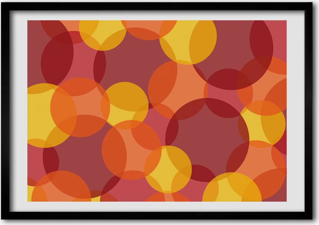 Bild - Bilder - Bilderrahmen - 70 cm x 50 cm - MDF-Rahmen, Wandkunst bunte Kreise
