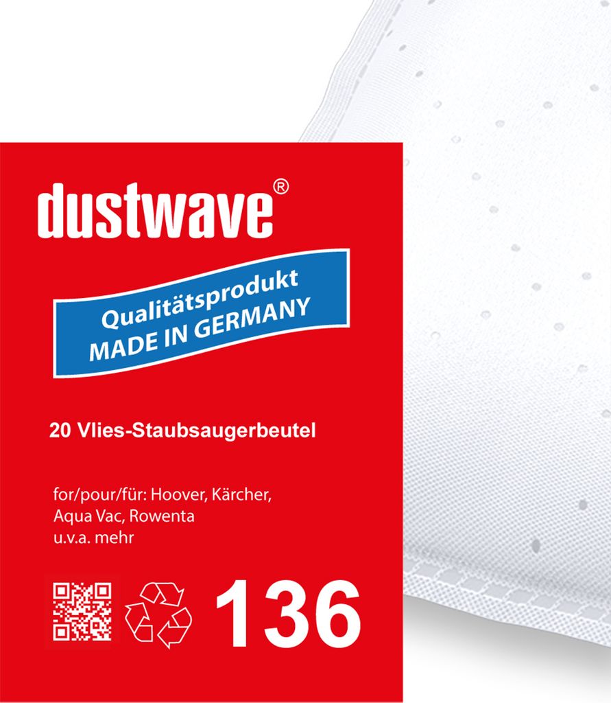 Megapack - 20 Staubfilterbeutel | Filtertüten | Staubbeutel (ca. 20L) passend für Aqua Vac (Shop Vac) - Boxer Staubsauger - dustwave Markenstau...