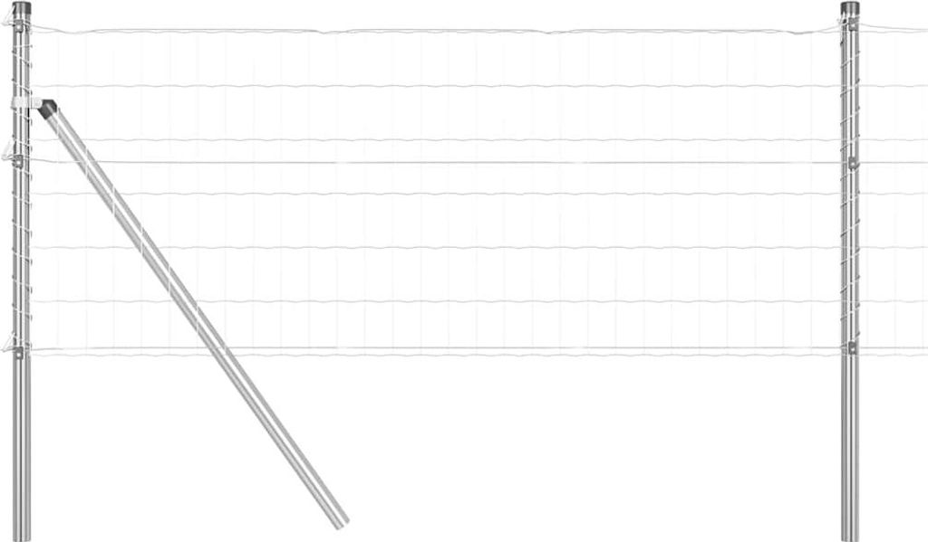 vidaXL Zaun mit Pfosten Silber 0,8 x 25 m Stahl und PVC