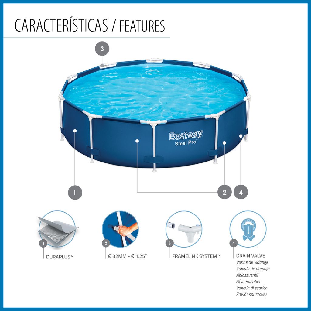 Bestway Steel Pro Frame Pool  305x76 cm  inkl. Filterpumpe  Produktbild 18