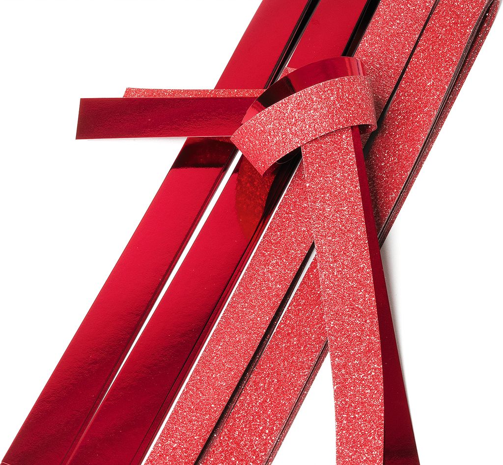 Papierstreifen "Glitter, rot", 15mm, 24 Streifen Rot Produktbild 