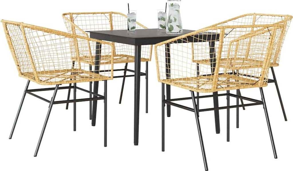 Maison Exclusive - 5-teiliges Garten-Esszimmerset Braunes Polyrattanglas