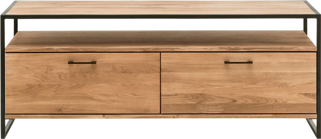 TV Lowboard Eiche massiv geölt FORST-64, inkl. Beleuchtung, Produktbild 