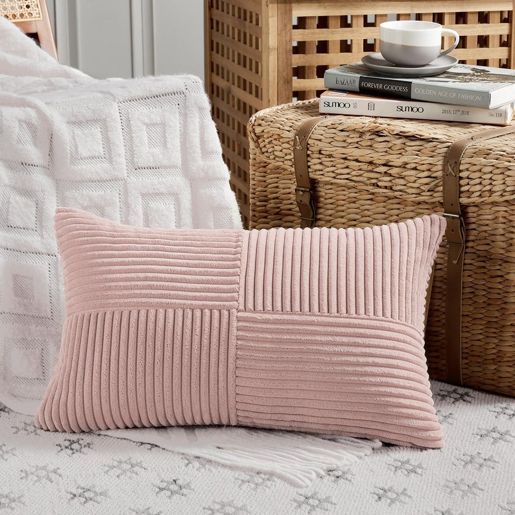 1 Kissenbezug in Denimblau, 30 x 50 cm, weicher Cord-Kissenbezug, Dekokissen, Sofakissen, Boho-Dekoration für Sofa, Schlafzimmer, Wohnzimmer und B...