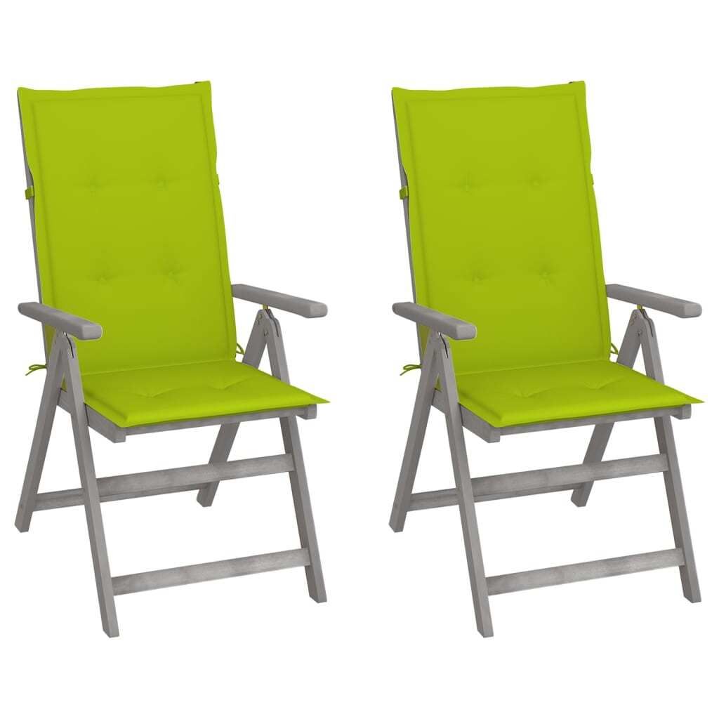 The Living Store Verstellbare Gartenstühle 2 Stk. mit Auflagen Massivholz Akazie