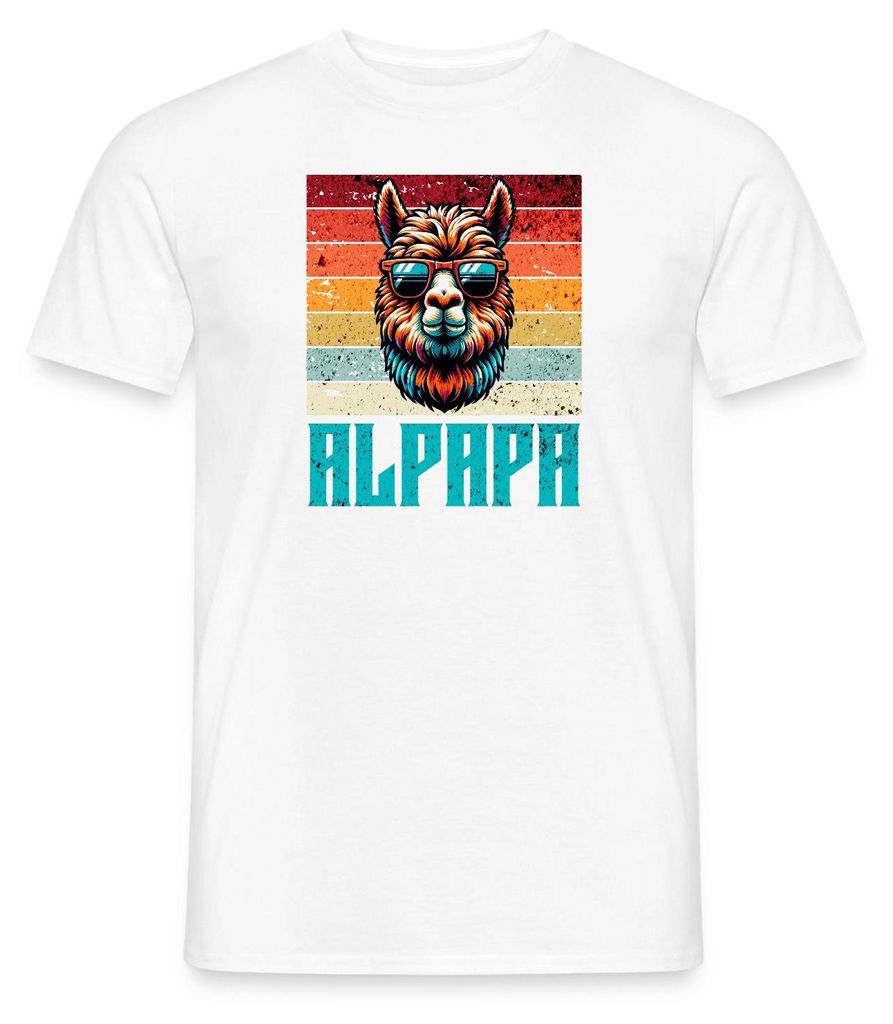 Spreadshirt Alpapa Cooles Lama Papa Männer T-Shirt, 3XL, Weiß