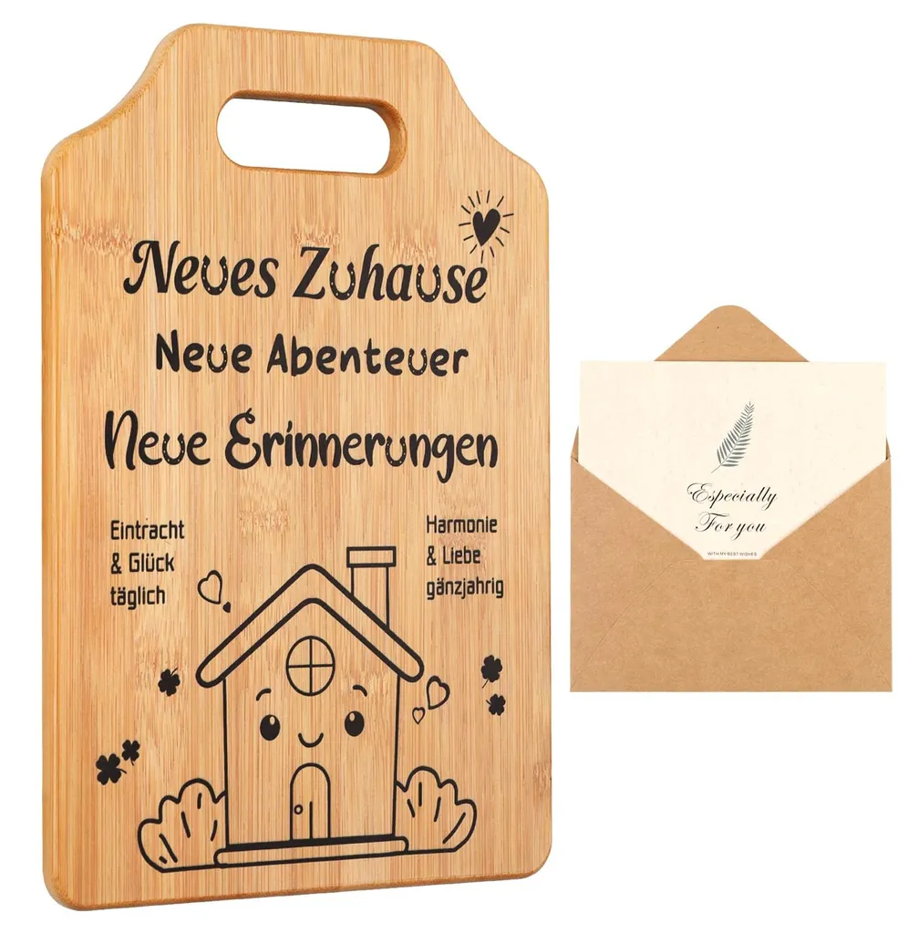 Planche à découper en bambou gravée avec carte cadeau, cadeau pendaison