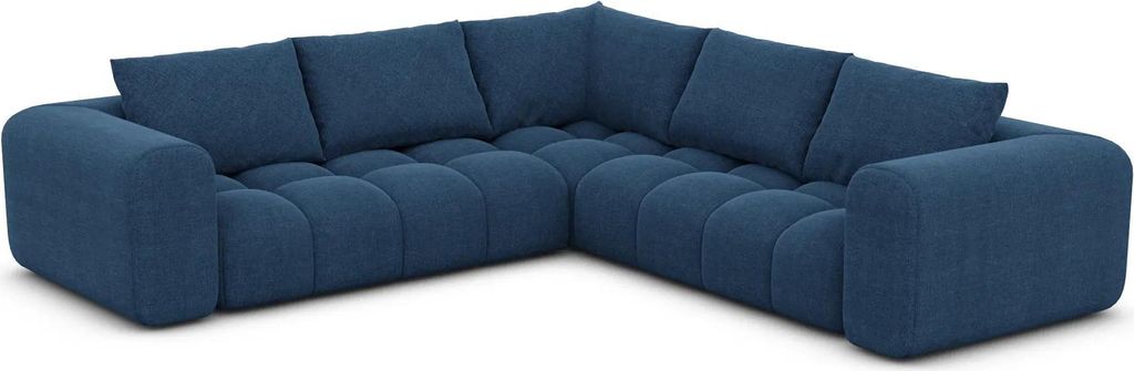 Strukturstoff Ecksofa Lavera Dunkelblau