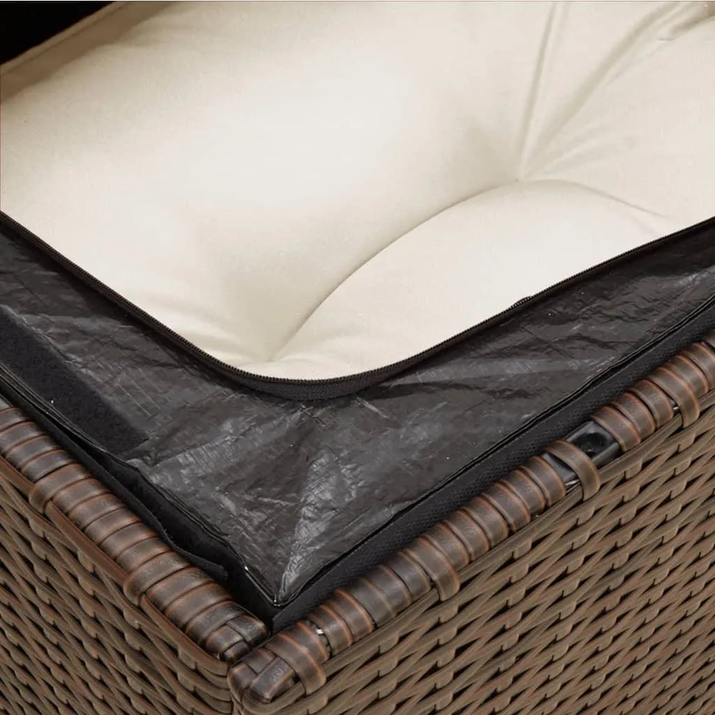 vidaXL Divano da Esterno 3 Posti Polirattan Marrone con Cuscini - 8