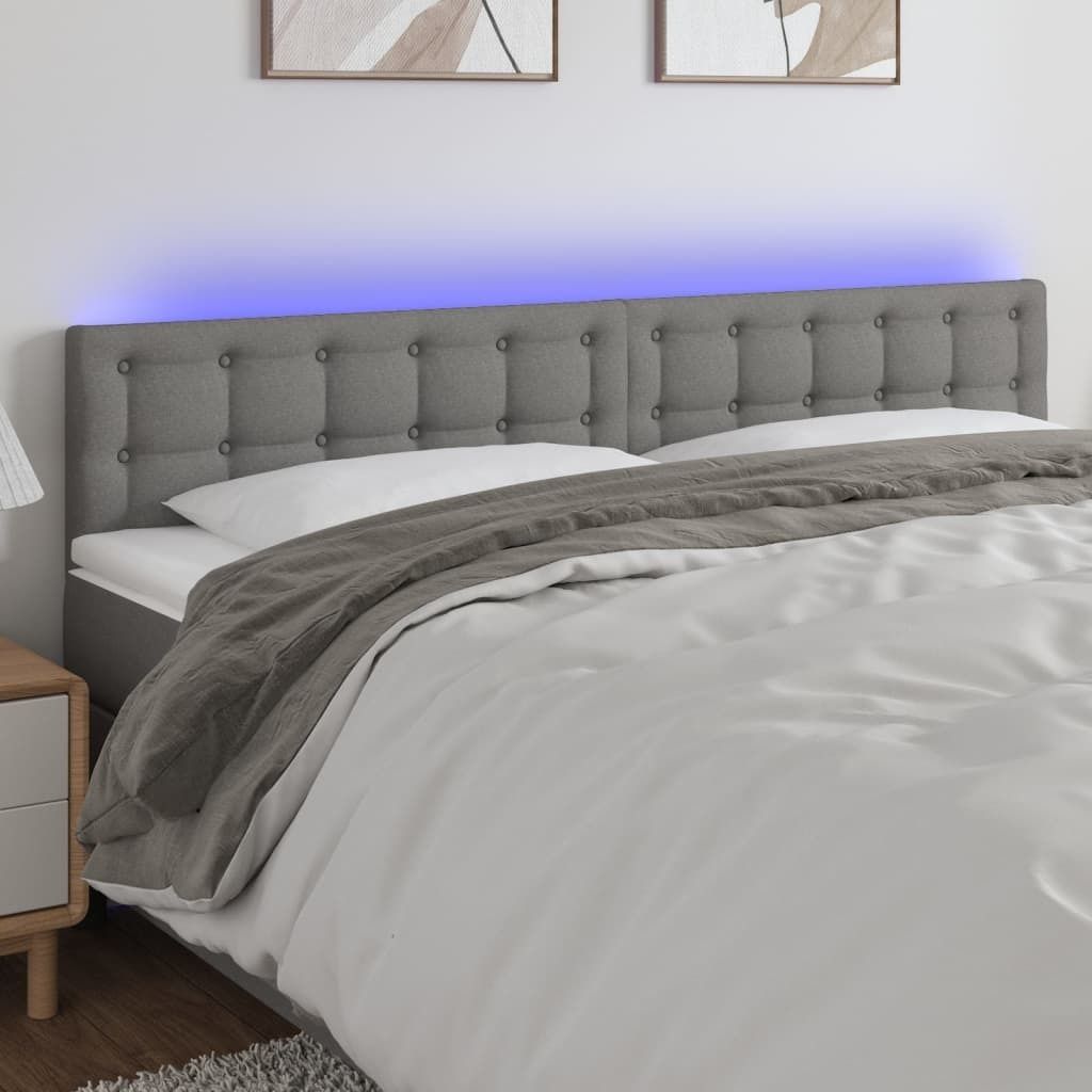 Maison Exclusive - LED Kopfteil Dunkelgrau 180x5x78/88 cm Stoff