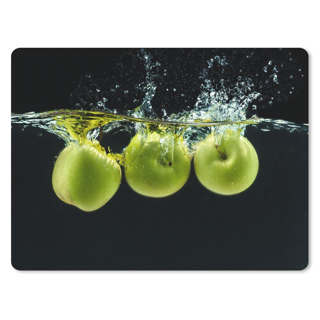 MuchoWow Mauspad Mousepad Äpfel - Obst - Wasser - Schwarz - Grün 23x19 cm - Mousepads - Maus Mat - Pad - Mausunterlage - Schreibtischunterlage ...