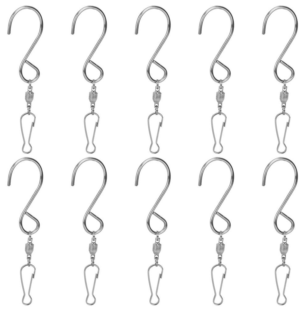 10 Stück drehbare Spiralhakenklammer aus Edelstahl, 360 Grad drehbar, S-Aufhängezubehör, 10 Stück