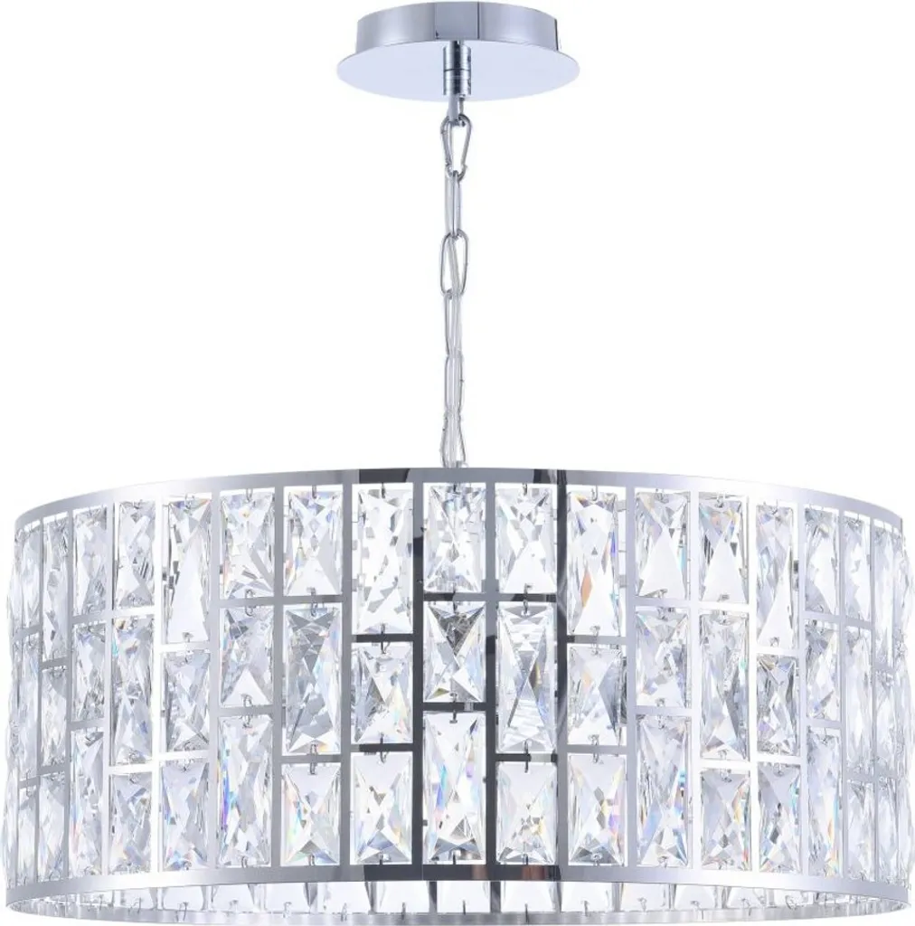 Grand Lustre Argenté pour Salle à Manger - Éclairage Luxe Verre Cristal