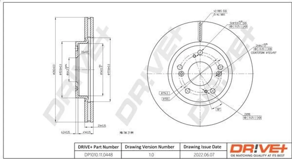 Dr!ve+ DP1010 disques frein acier haute qualité - Civic, FR-V, CR-V
