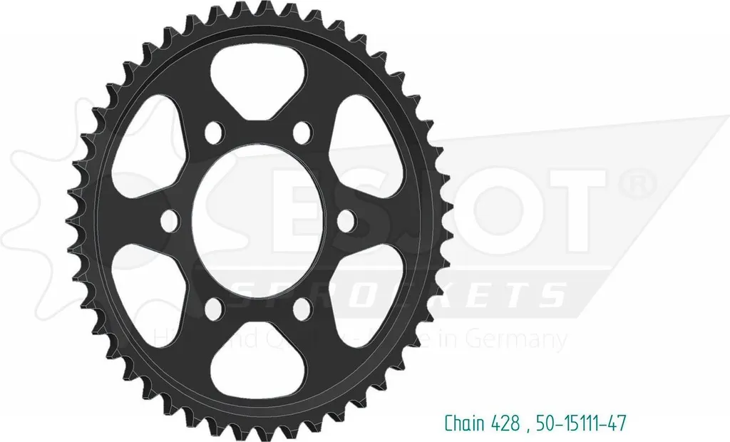 Couronne moto anti-usure acier noir 48 dents ESJOT pas 428