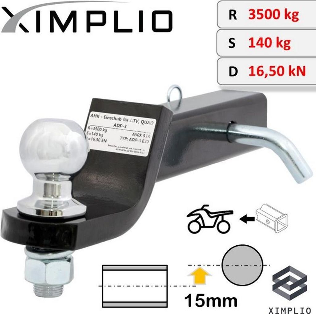 Anhängerkupplung Einschub Adapter +15mm für 2 Zoll Receiver für Can-Am Outlander X mr