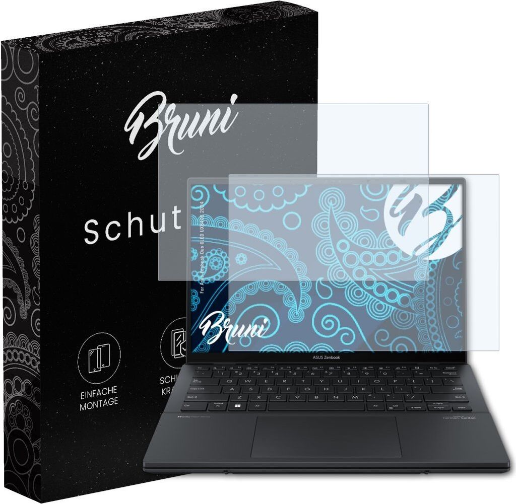 Bruni Basics-Clear 2x Schutzfolie kompatibel mit Asus Zenbook Duo OLED UX8406 (2024) Folie