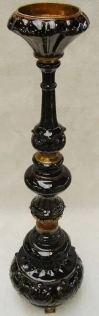Lustre en Porcelaine Baroque Noir et Doré Art Nouveau pour Grand Salon