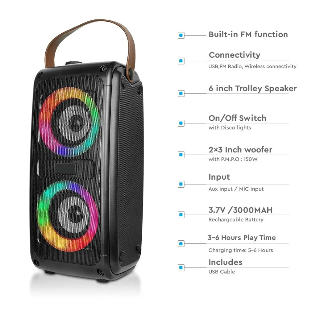 Enceinte Bluetooth 20W portable : fini le son faible avec ce haut-parleur LED