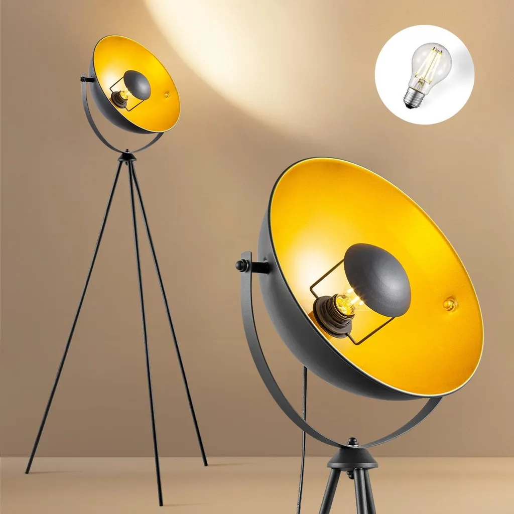 Lampadaire de lecture chic Noir et Or - Luminaire d'ambiance pour salon