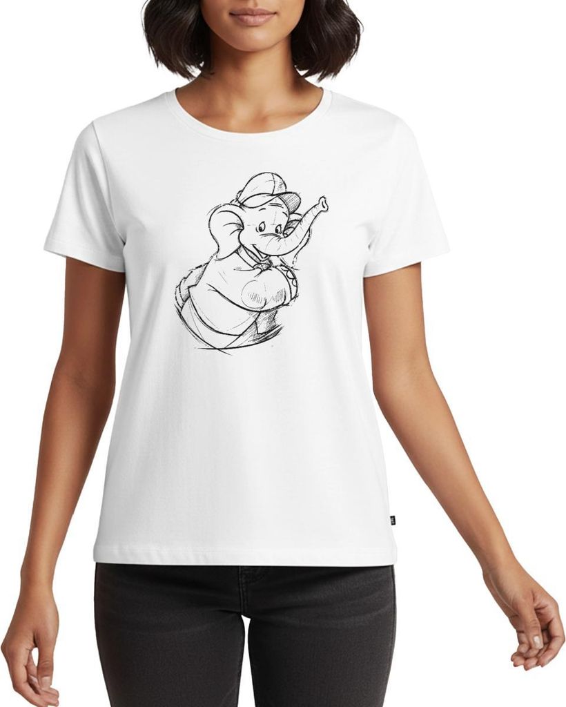 Spreadshirt Benjamin Blümchen Porträt Zeichnung Skizze Frauen Premium T-Shirt, M, Weiß