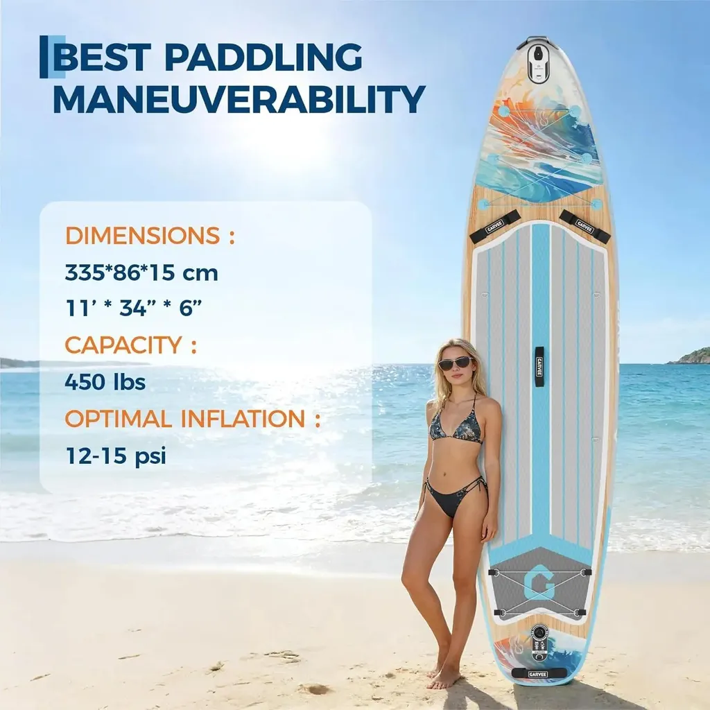 Stand Up Paddle gonflable stable 10' avec surface antidérapante EVA