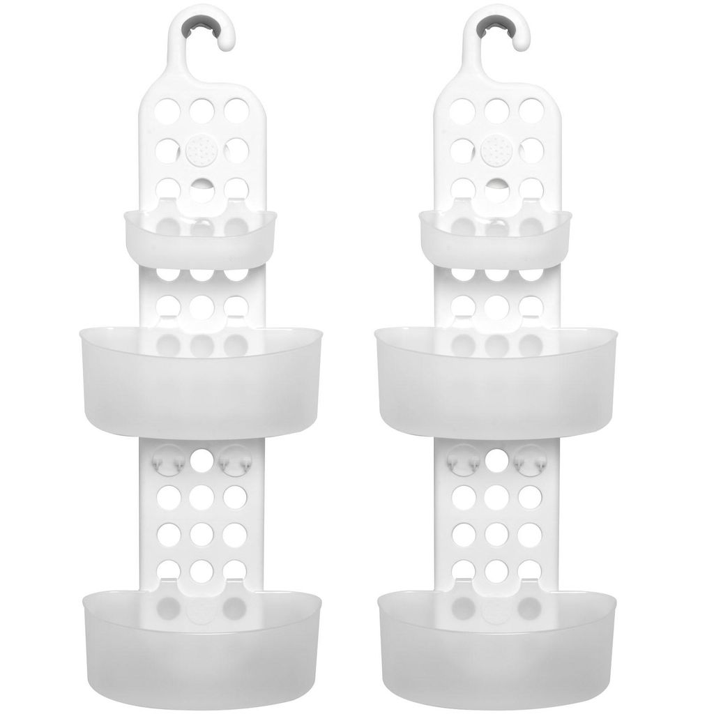 2er Set Duschablage Verstellbar Weiß Duschkorb Produktbild 