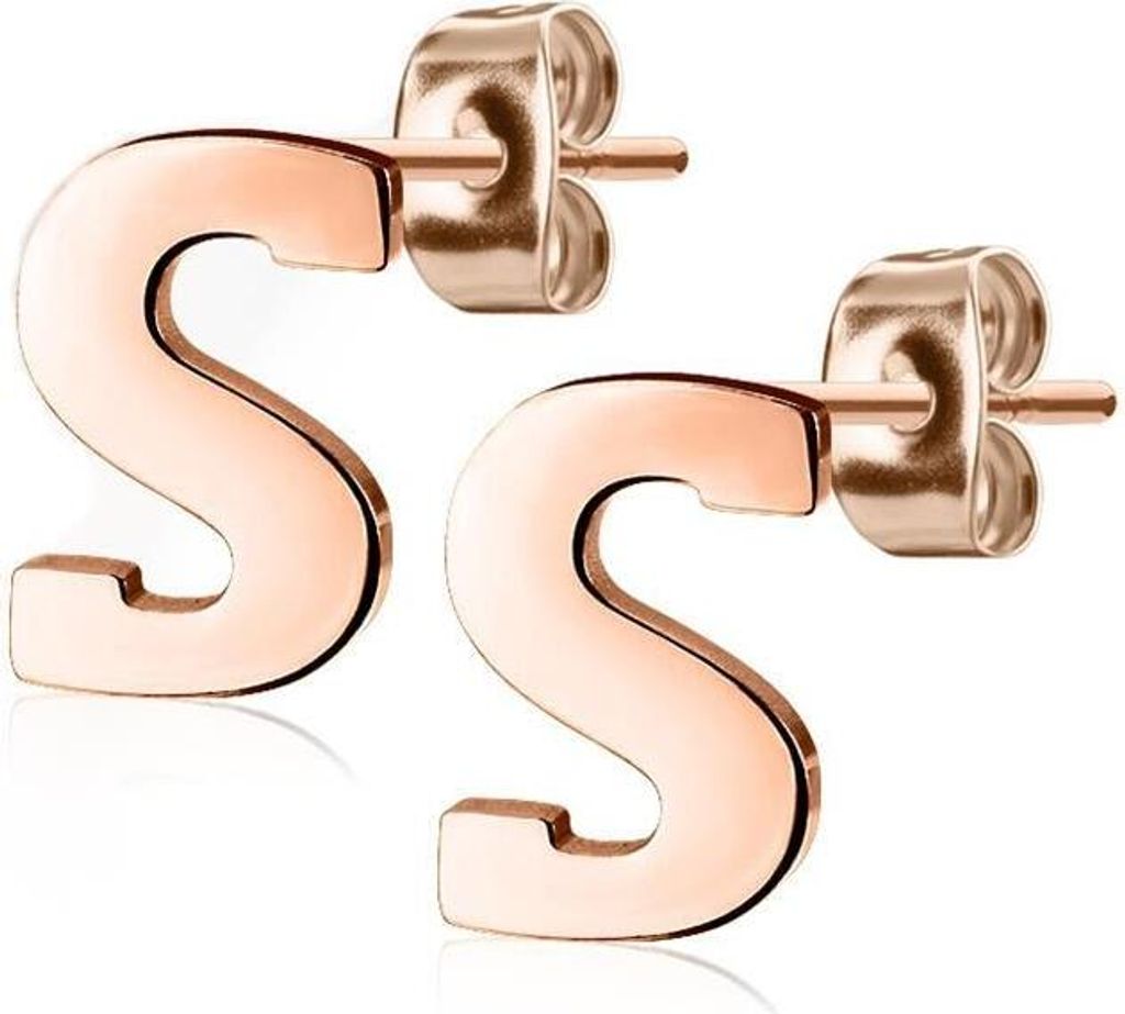 S Ohrstecker Buchstaben Rosegold aus Edelstahl Damen