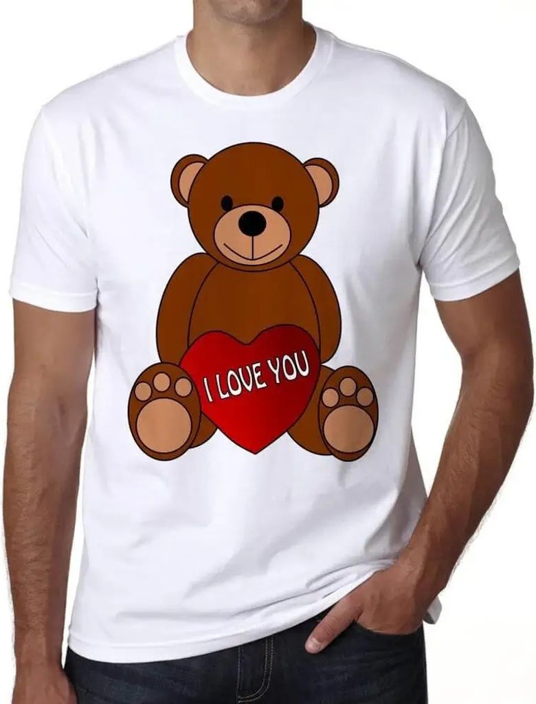 Herren Grafik T-Shirt Teddybär zum Valentinstag – Valentines Day Teddy Bear – Öko-Verantwortlich Vintage Jahrgang Kurzarm Lustige Druck Gebur...