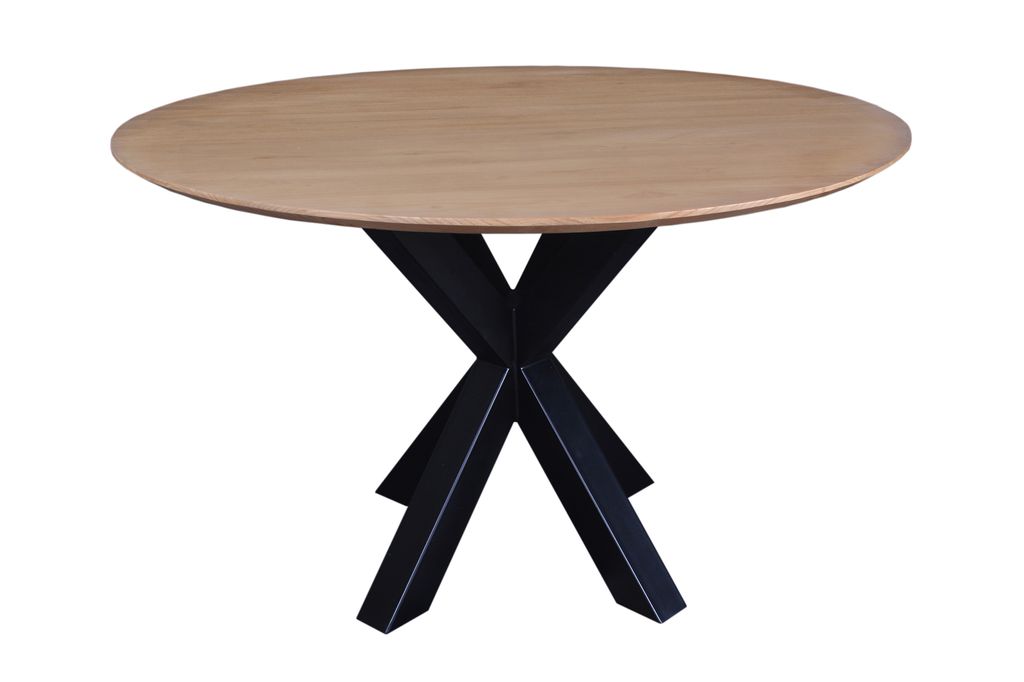SIT Möbel Esstisch rund | Ø 120 cm | Sungkaiholz natur | Metallgestell schwarz | B 120 x T 120 x H 75 cm | 09615-01 | Serie SCANDI BLONDE