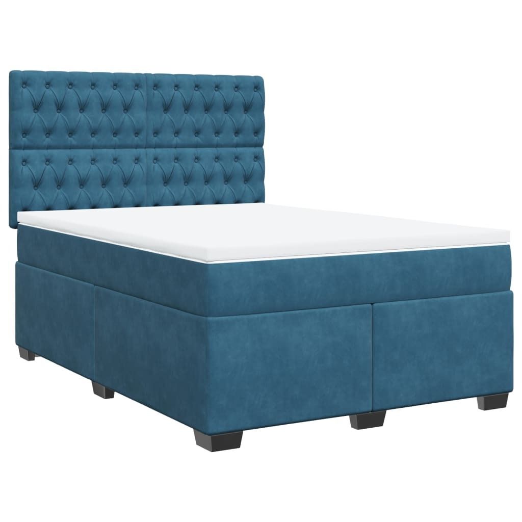 "WINTER SALE"Boxspringbett Modernes/Doppelbett - Polsterbett Erwachsene/r /Kind - mit Matratze Blau 160x200cm Samt - Klassische Betten NeuMöbel193926