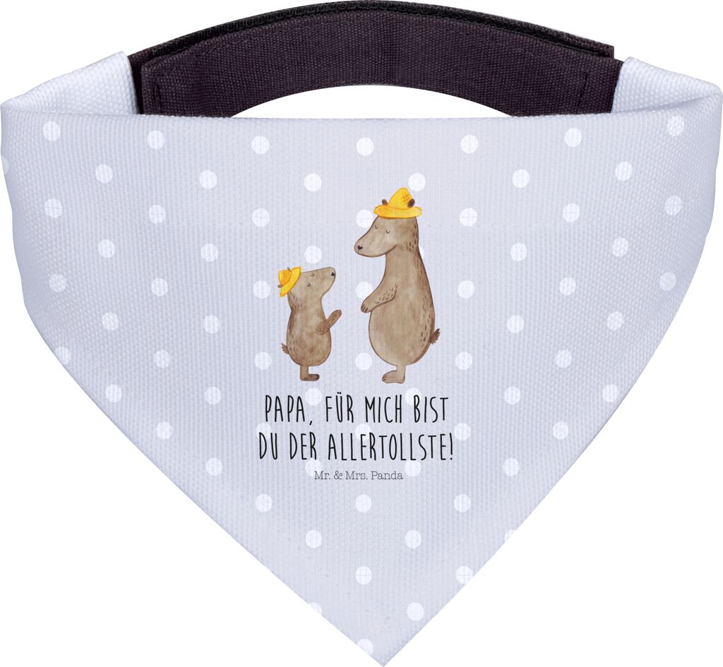Mr. & Mrs. Panda Hunde Halstuch Bären mit Hut - Grau Pastell - Geschenk, Family, Für, Vatertag, Paps, Tuch, Muttertag, Hundehalstuch, Hunde-Halst...