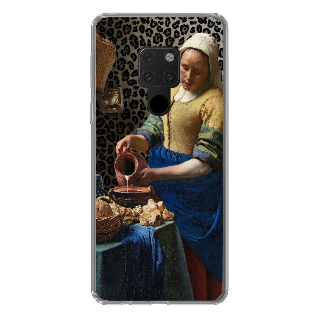 MuchoWow Handyhülle Schutzhülle Hülle für Huawei P40 Lite Milchmädchen - Kunst - Pantherdruck - Vermeer - Gemälde - Alte Meister Silikon So...