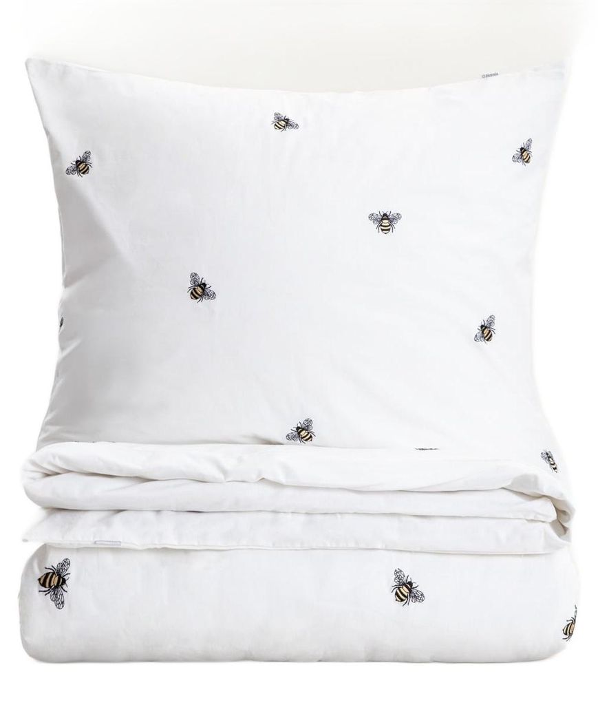 HOMLA ZELLA Baumwollbettwäsche mit Bienenstickerei 220x200 + 2*70x80 cm