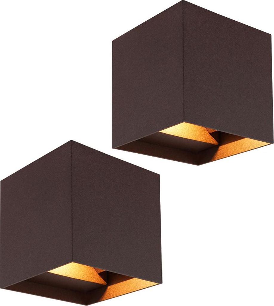 2er Set LED Wandleuchte, Außen, verstellbar, rostfarben, L 10 cm