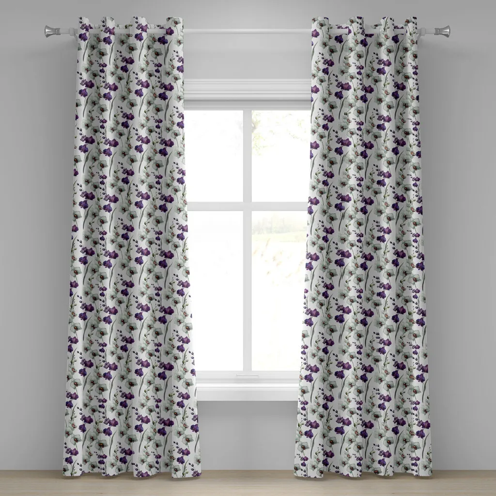 Rideau fleurs violettes romantique en tissu aquarelle haute qualité