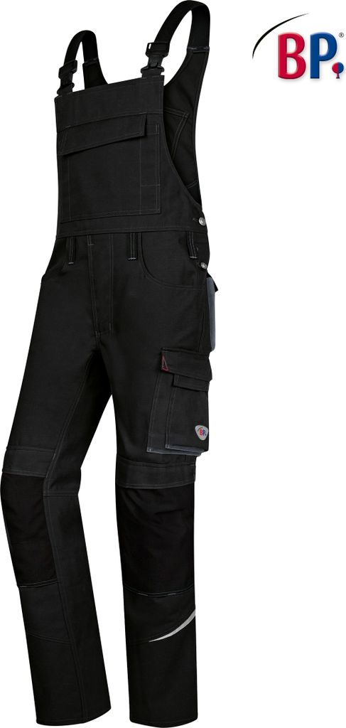 BP Komfort-Latzhose mit Reflexelementen und Kniepolstertaschen 1804 Gr. 44-normal schwarz