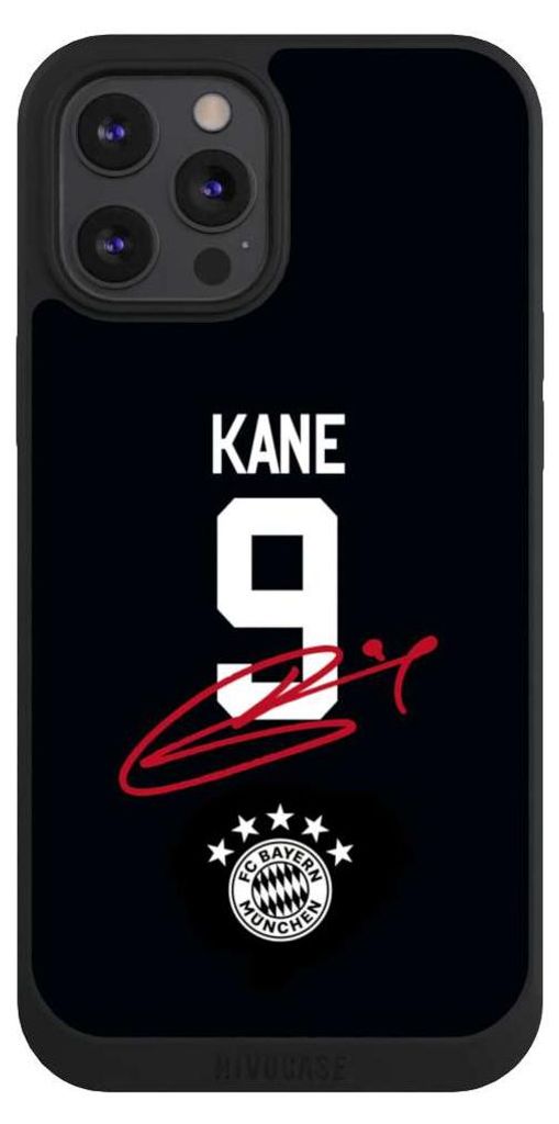 NIVOCASE Handyhülle für Apple iPhone 12 Pro Max Hülle NIVOpure Case Schwarz FC Bayern München Trikot Harry Kane