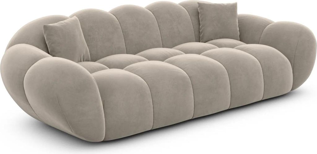 Samtstoff 3-Sitzer Couch Liva Taupe