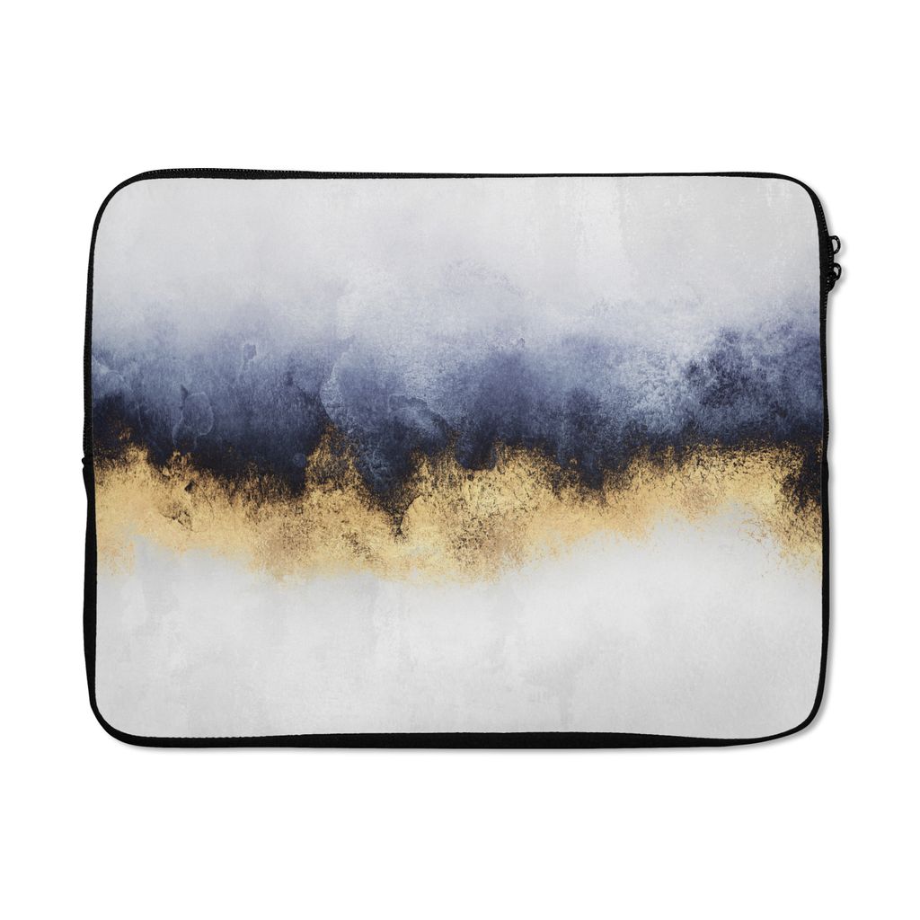 MuchoWow Laptop Hülle 17 Zoll Laptoptasche Abstrakt - Gold - Luxus - Zipper - Schutzabdeckung