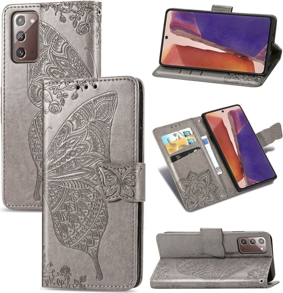 König Design Hülle kompatibel mit Samsung Galaxy Note 20 Kunstleder Handyhülle - Handy Case Grau