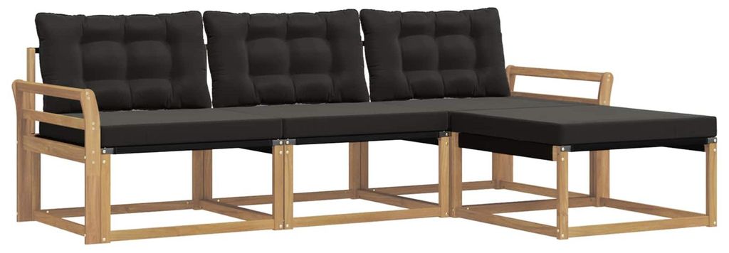 vidaXL Outdoor-Sofagarnitur mit Kissen 4 pcs Weiß und Schwarz