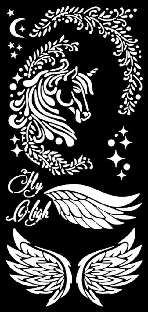 Stamperia Schablone Wonderland 12x25 cm Malvorlage Bastelzubehör Scrapbooking Unicorn