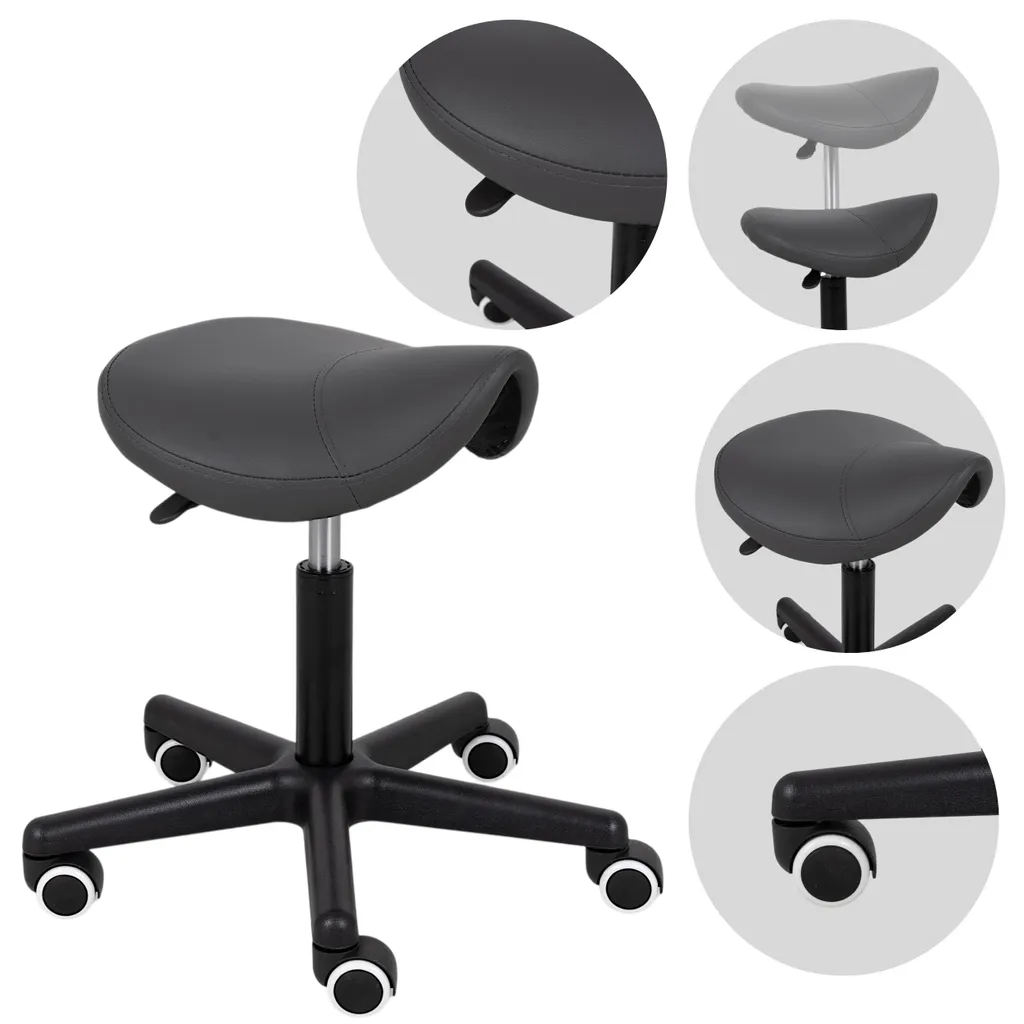 Tabouret de coiffure et cabinet gris Lumo - Siège de bureau sur roulettes