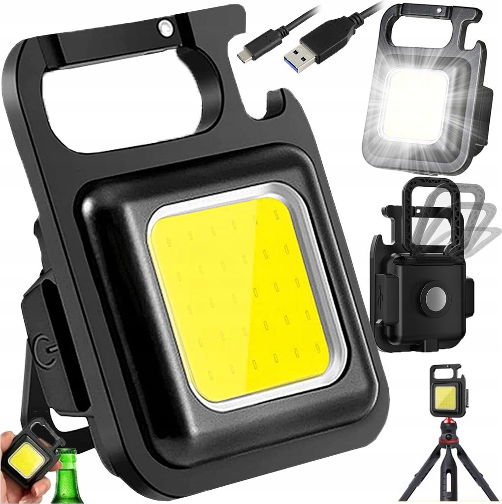 LEISTUNGSSTARKER MINI-LED-TASCHENLAMPEN-SCHLÜSSELANHÄNGER-MAGNET 800 lm + Bieröffner