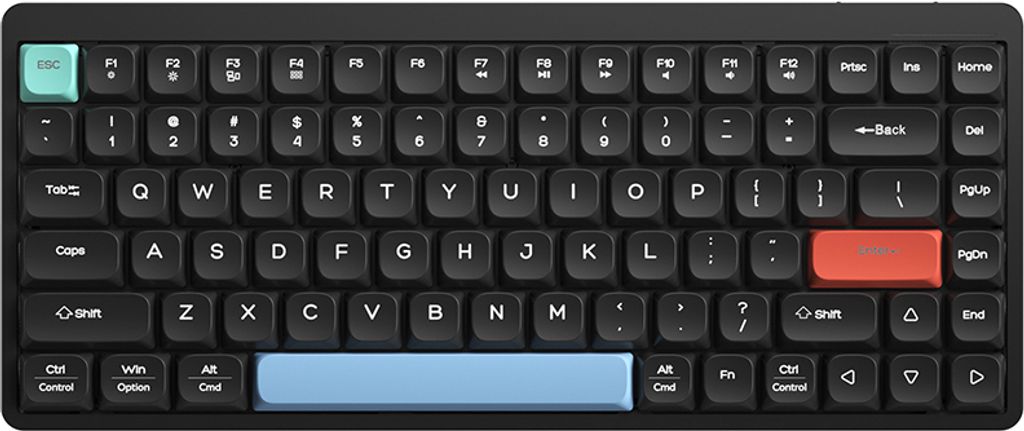 iBlancod Dual-Mode-Funktastatur 2,4 G+BT5.0 K84-Tastatur, Low-Axis-Tastatur, 26 Tasten, konfliktfrei, unterstützt Mac OS/Windows-System, Schwarz