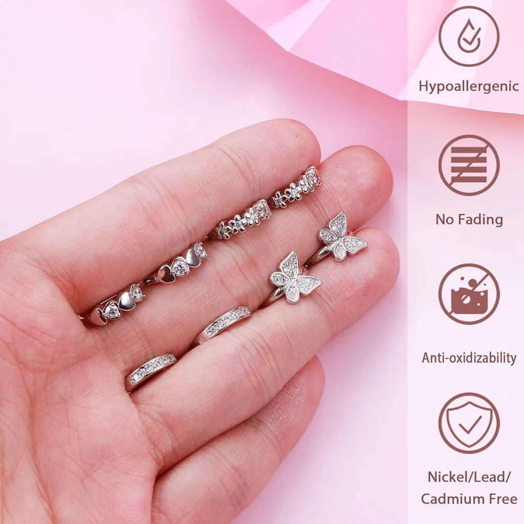 Orecchini A Cerchio Farfalla In Argento 925 Con CZ - Piccoli Hoops Ipoallergenici Per Donna E Ragazza, Regalo Con Panno