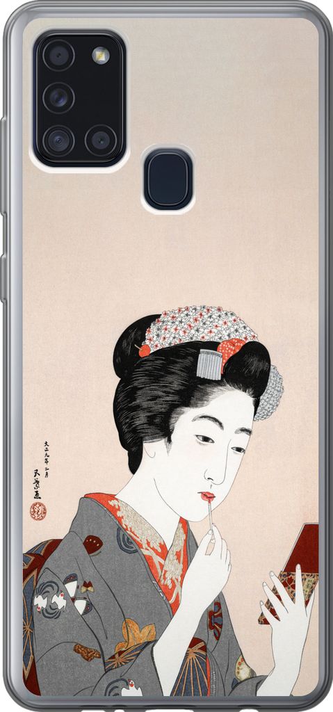 MuchoWow Handyhülle Schutzhülle Hülle für Telefoonhoesje Samsung Galaxy A21s Japanisch - Frau - Make-up - Altmodisch Silikon Softcase Handy H...