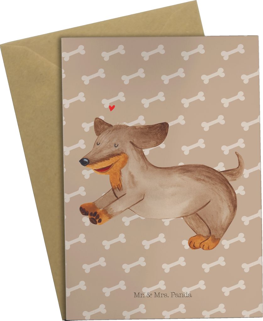 Mr. & Mrs. Panda babykarte Hund Dackel - Hundeglück - Geschenk, einladungskarten, hochzeitskarten, Hunde, Dachshund, Grußkarten, Herz, Sprüche, ...