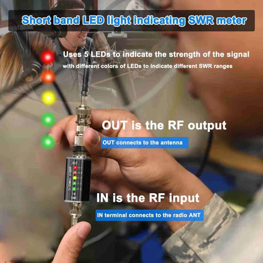 Misuratore SWR Portatile Onde Corte - 5 LED Indicator RF Power